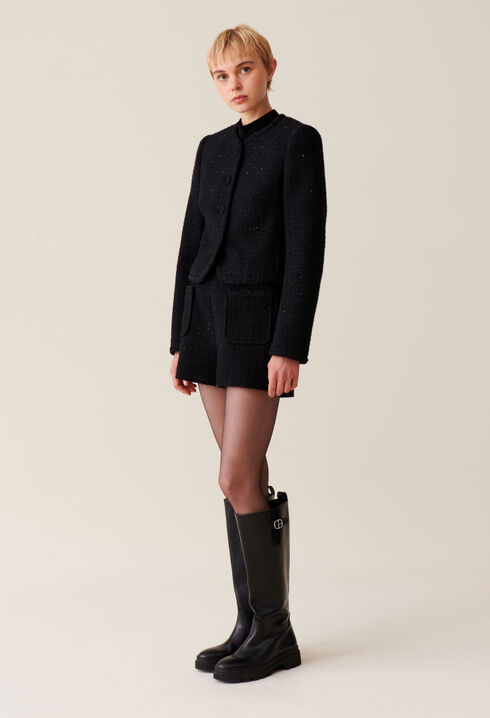 Black straight tweed jacket