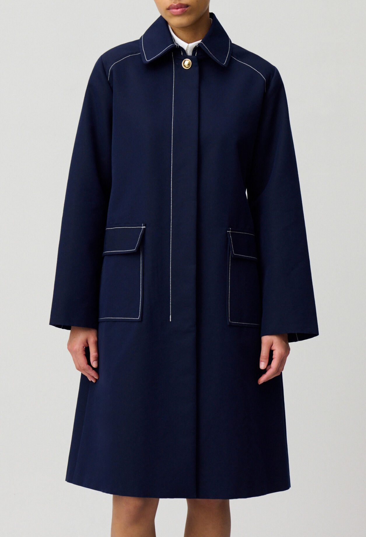Belted mid-length trench