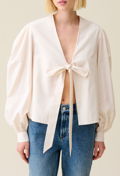 Tie-Front V-Neck Blouse