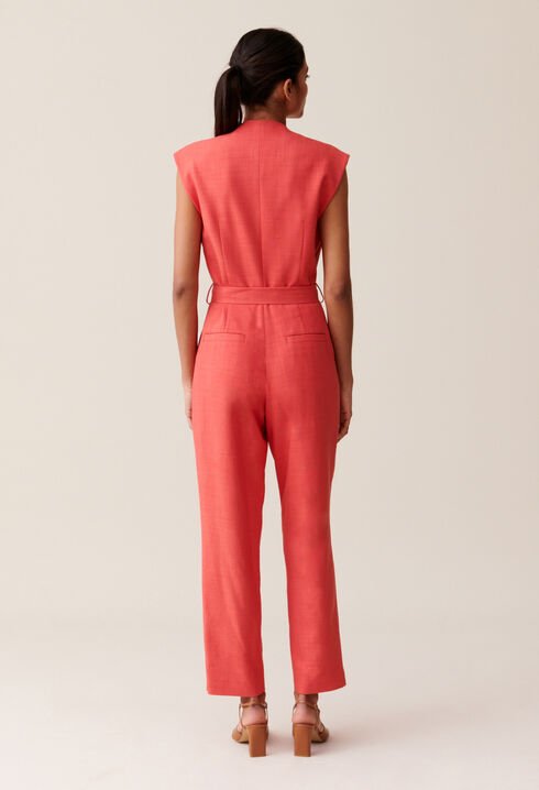 Belted terracotta jumpsuit