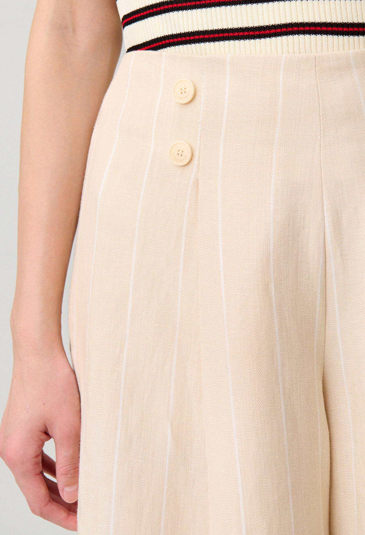 Wide tailored linen-blend trousers