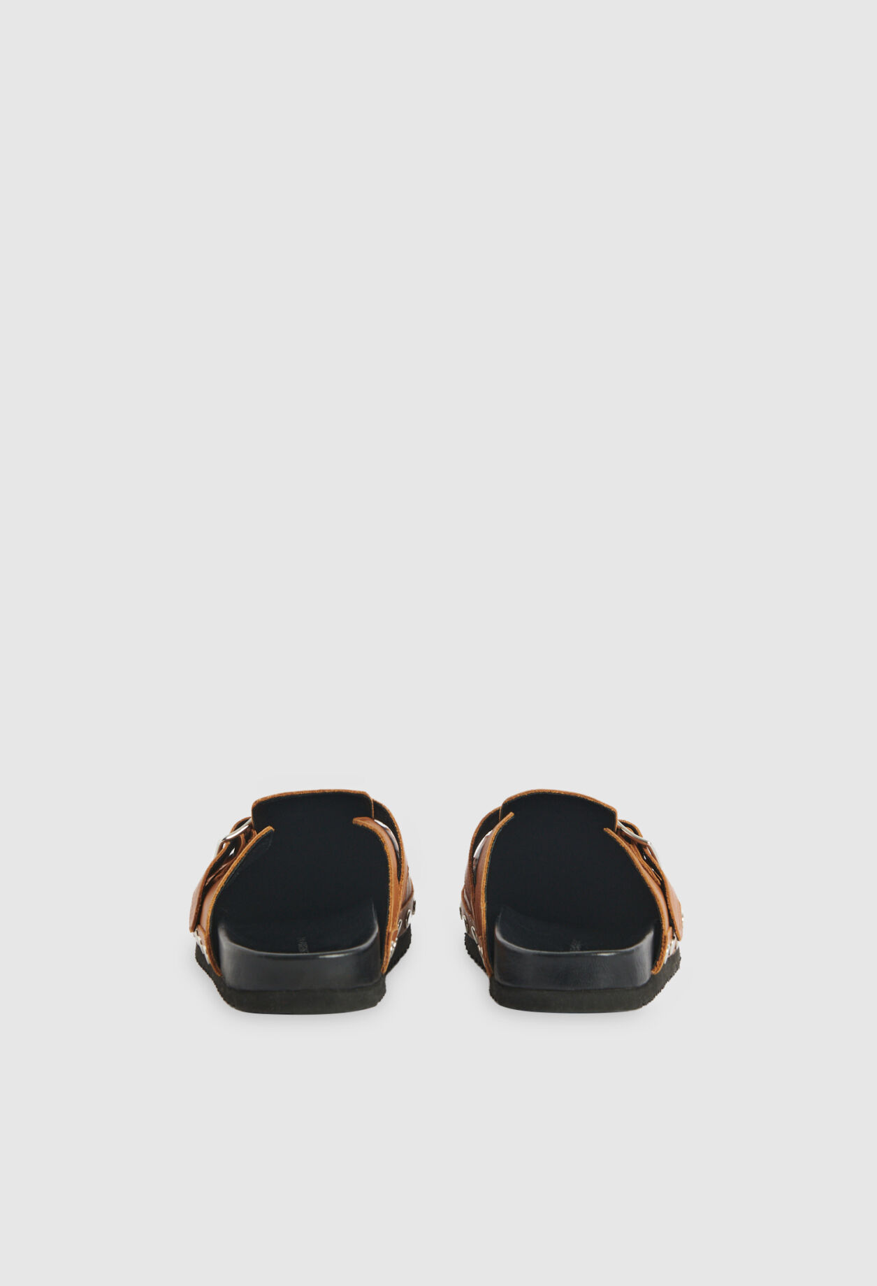 Caramel leather loafer clogs