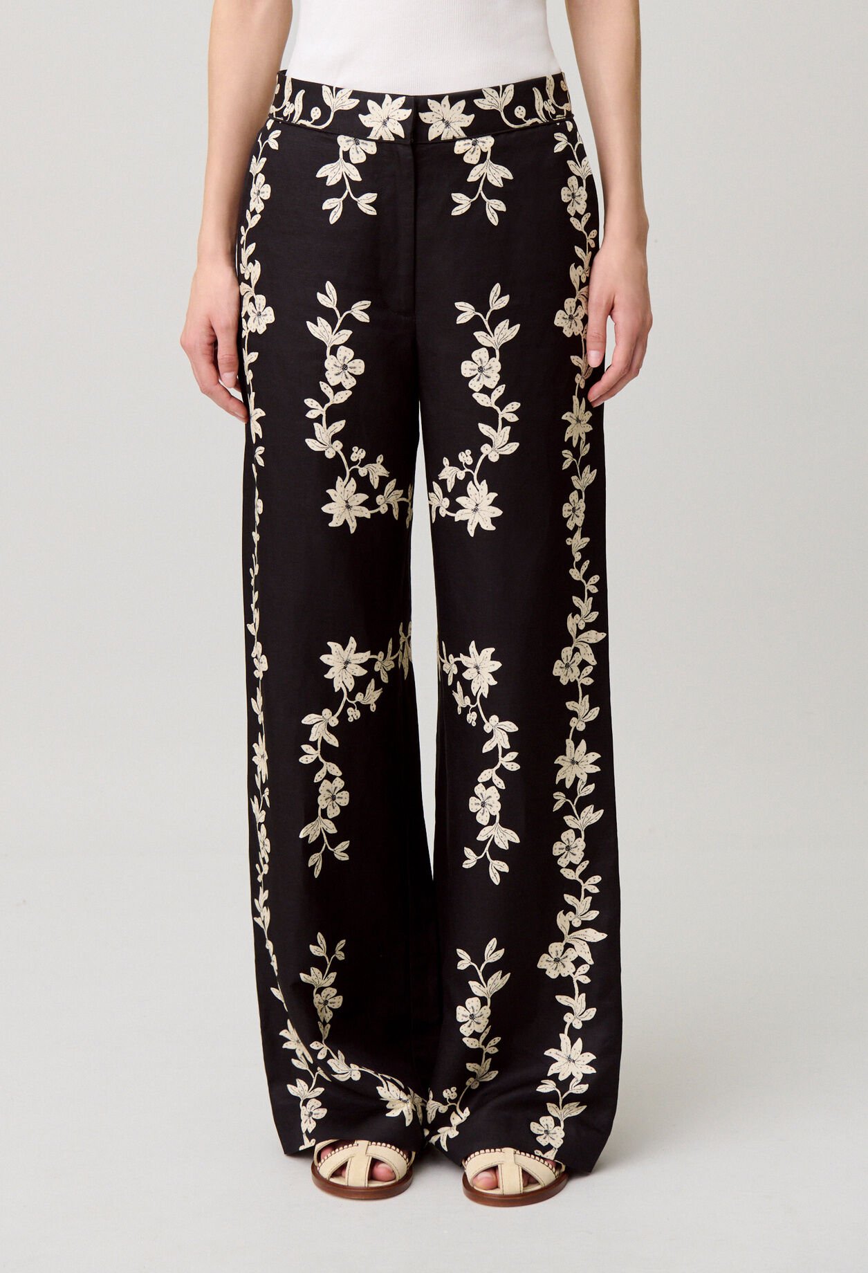 Floral wide-leg trousers