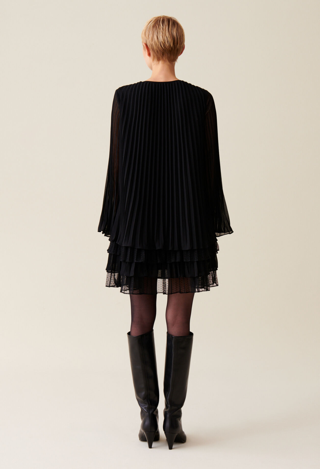 Black ruffled short dress