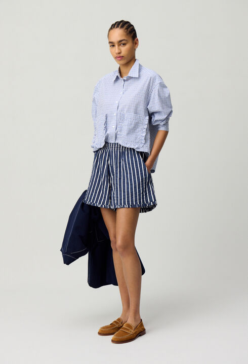 Striped ruffled shorts