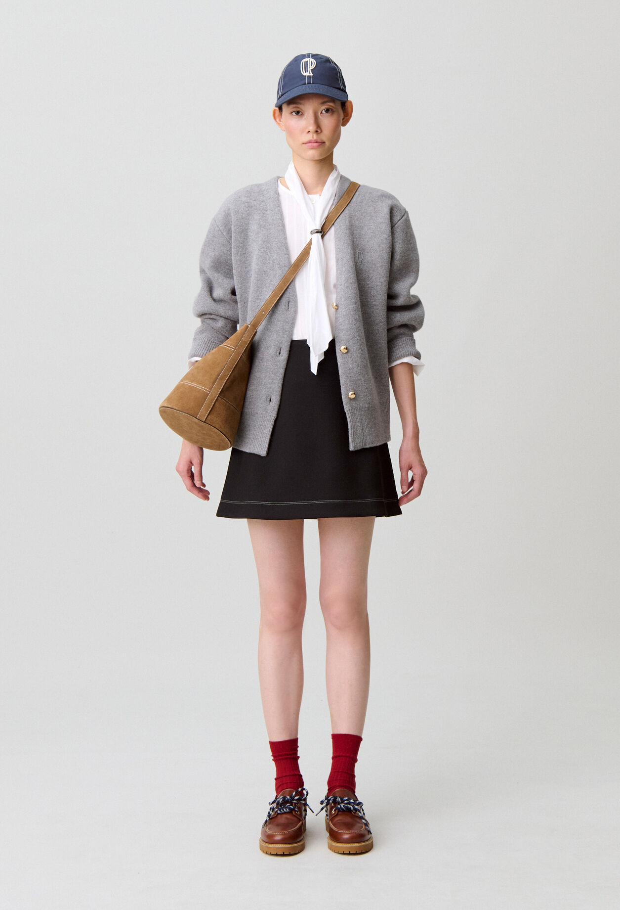 Contrast stitch straight skirt