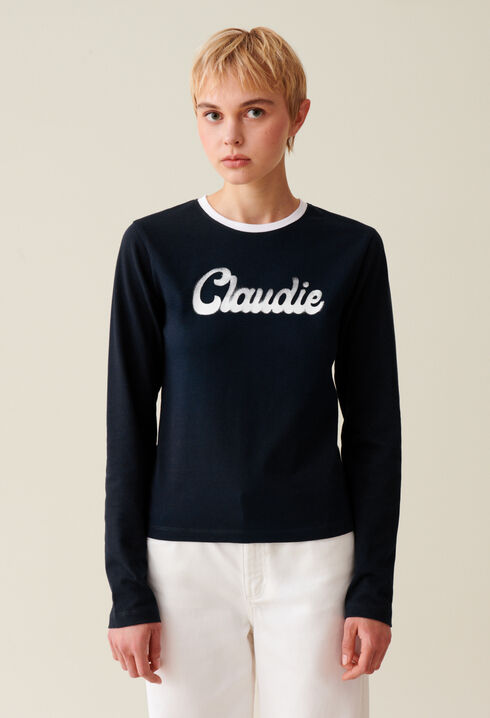 Black cotton long-sleeve T-shirt