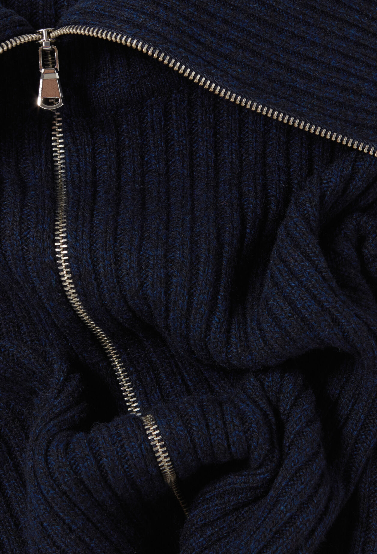 Zip-neck knitted jumper