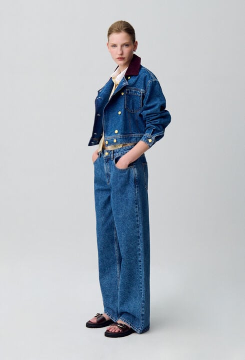 Wide-Leg Straight Denim Jeans