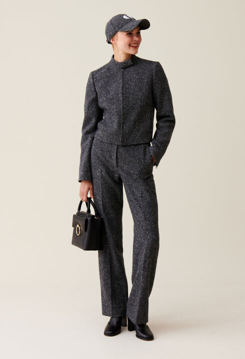 Grey short mixed wool jacket