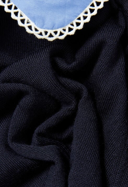 Fine Knit Top with Collar