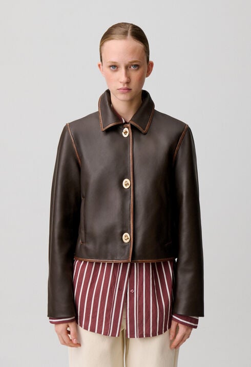 Cropped Vintage Leather Jacket