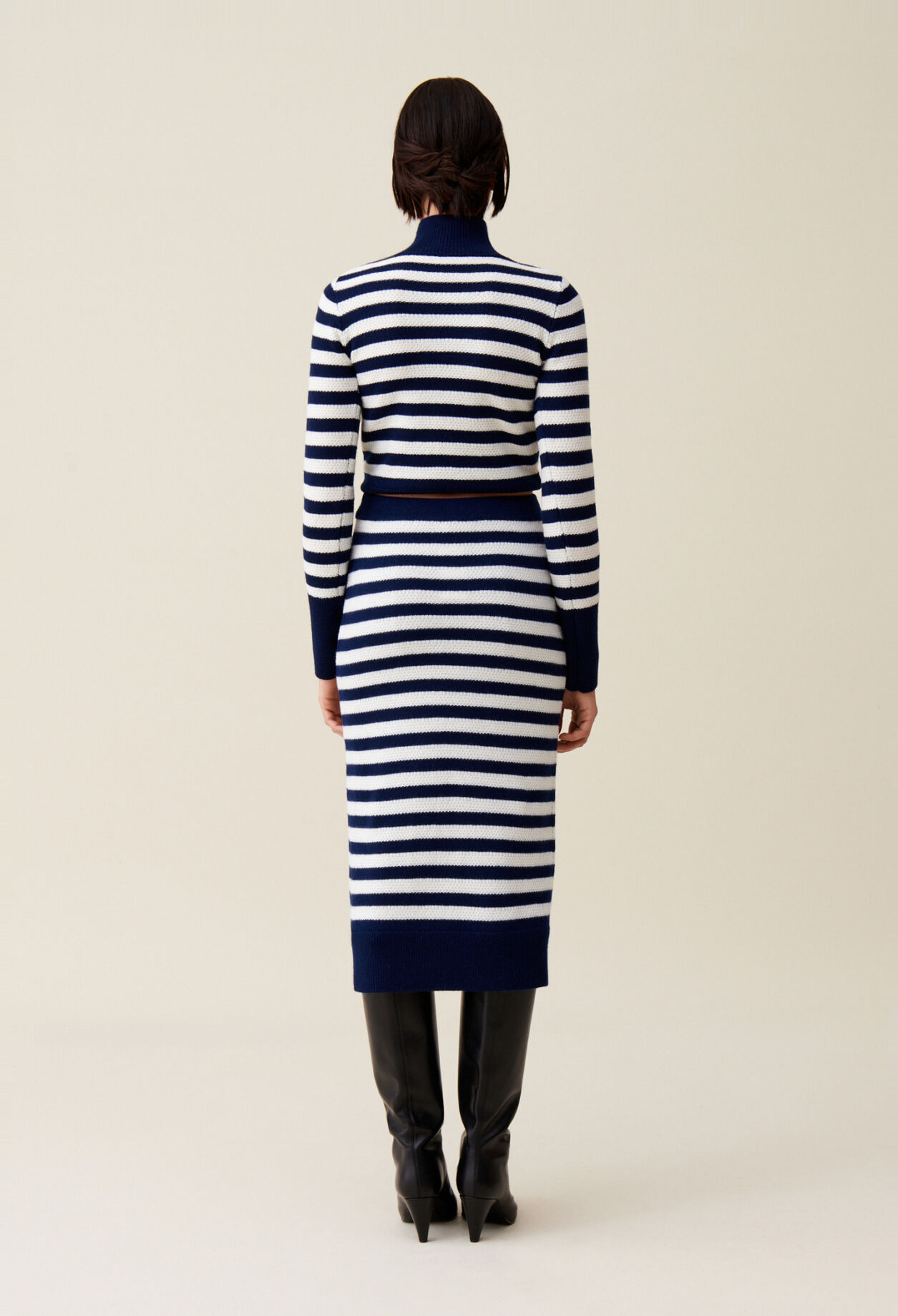 Striped knit sailor skirt
