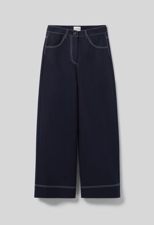 Wide-leg trousers with hems
