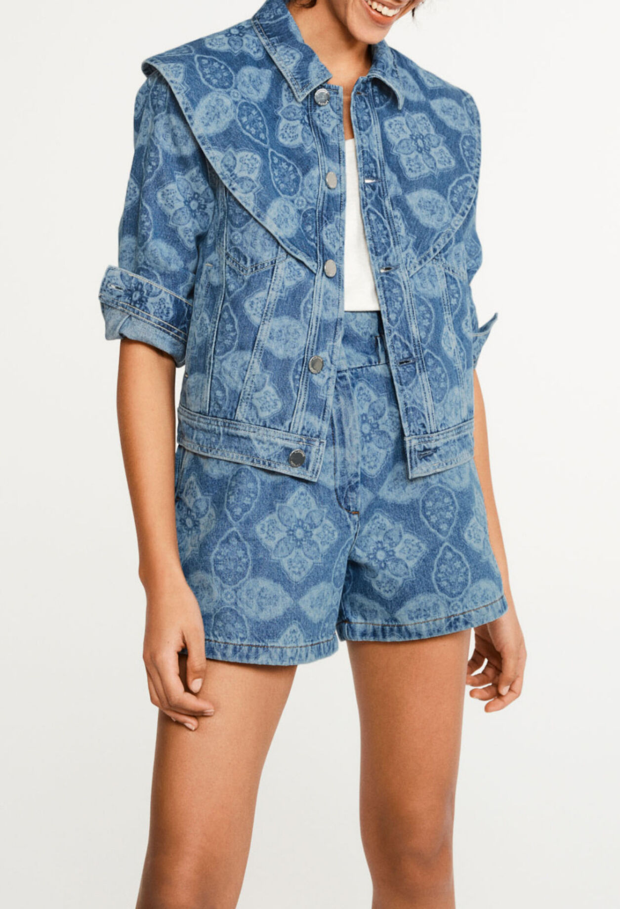 Printed denim jacket