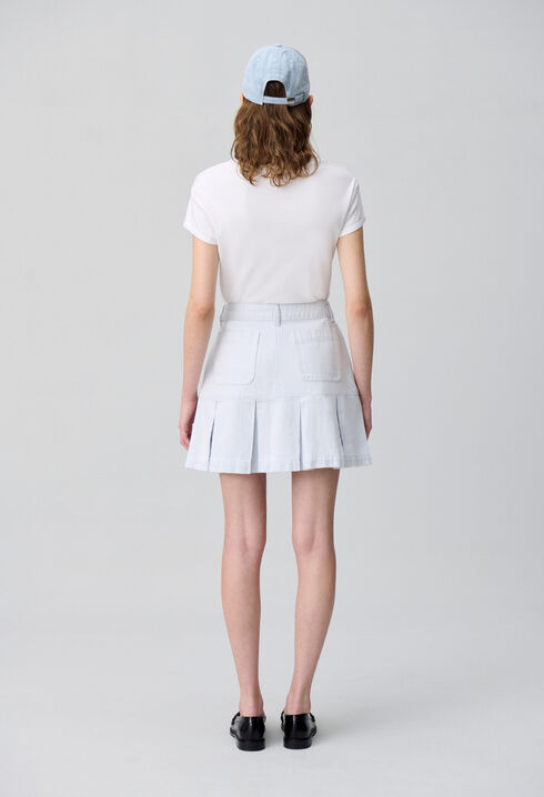 Pleated Short Denim Skirt