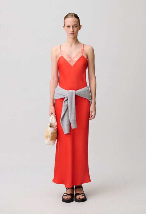 Flowy Satin Lace Dress