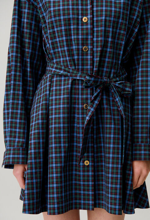 Checked cotton shirt dress