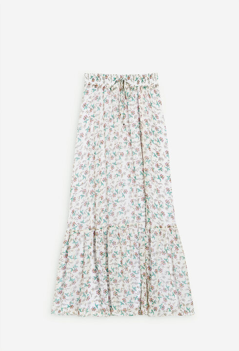 Long floral slit skirt