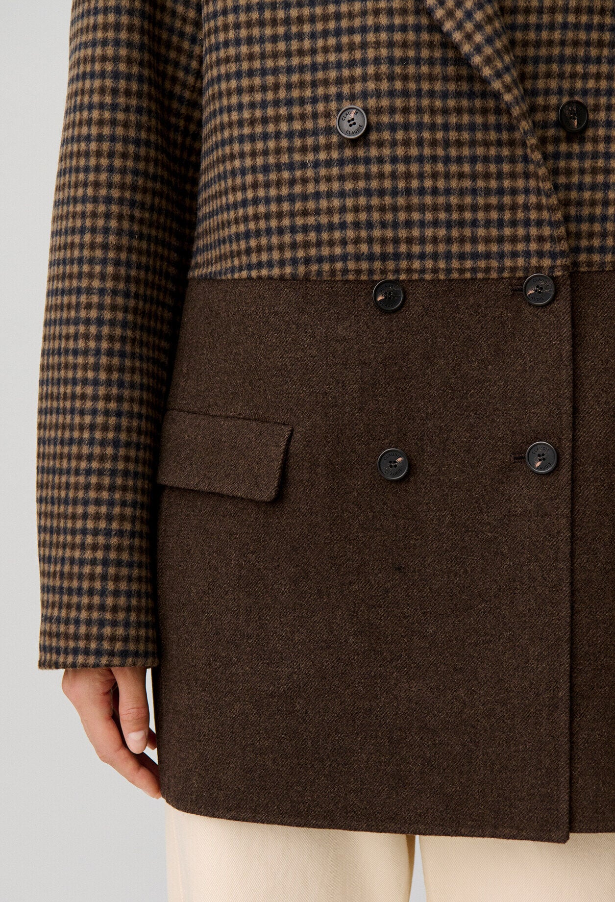 Plain checked wool coat