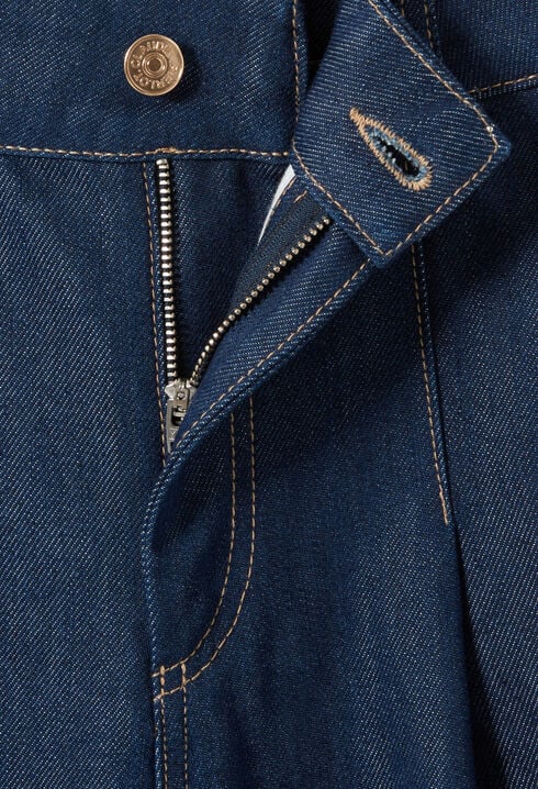 Raw denim straight-cut jeans