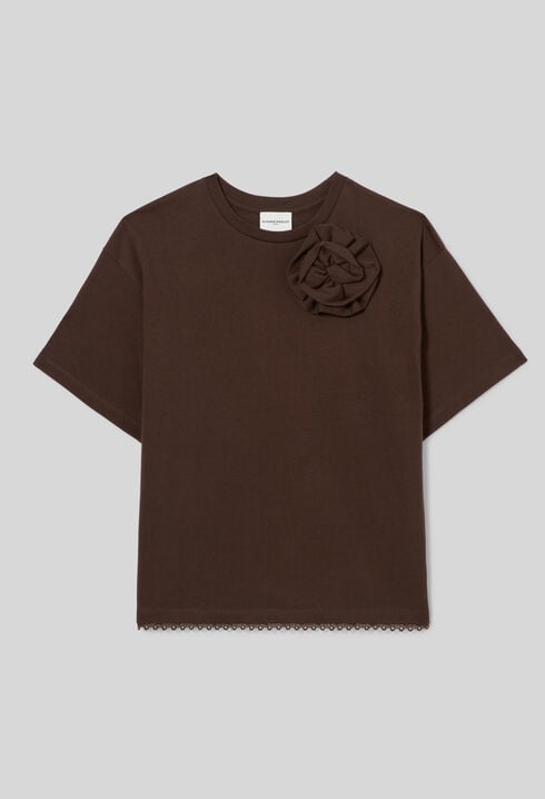 Tone-on-tone floral jersey T-shirt