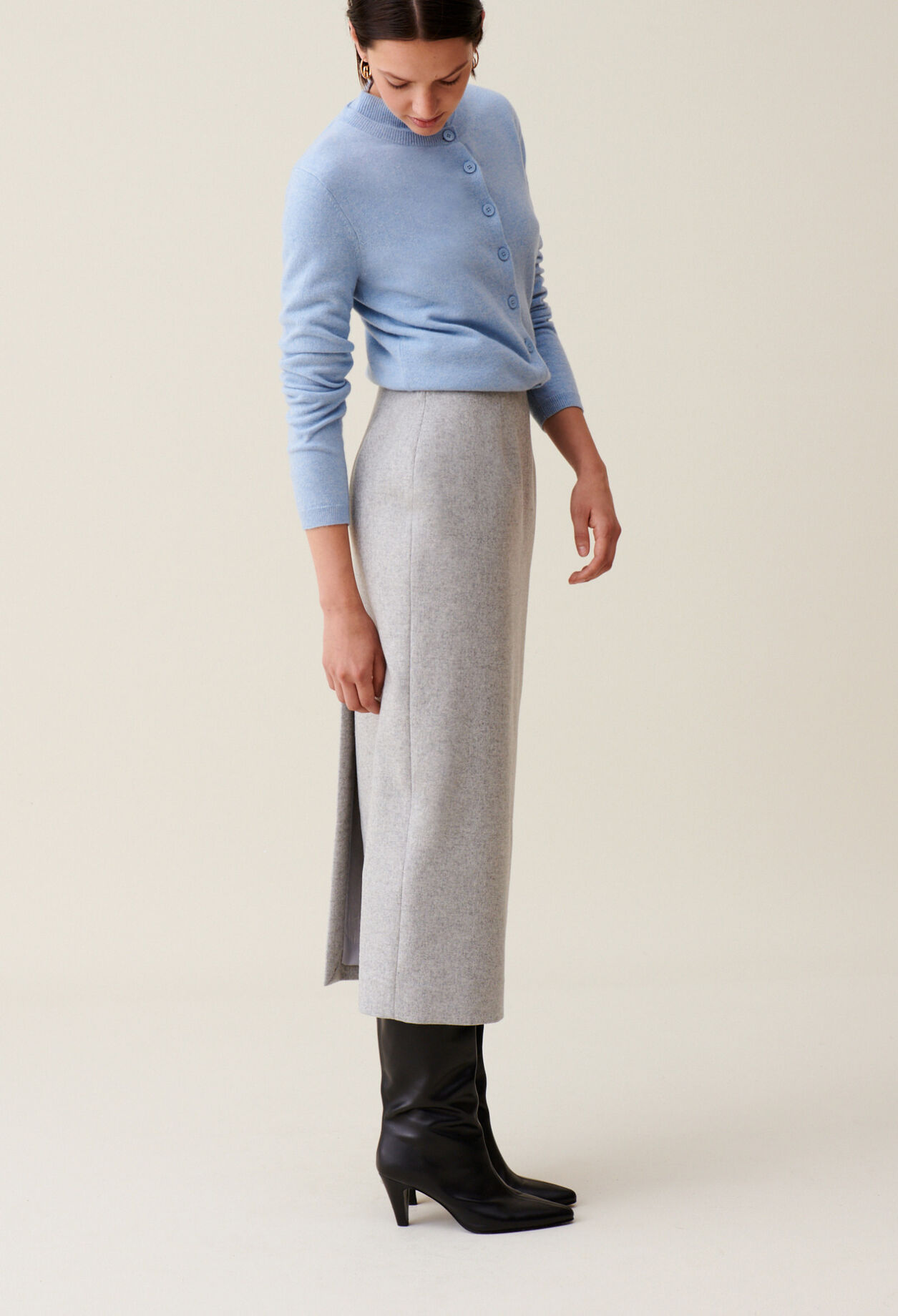 Light grey high-waisted skirt