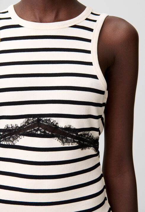 Breton stripe lace cotton T-shirt