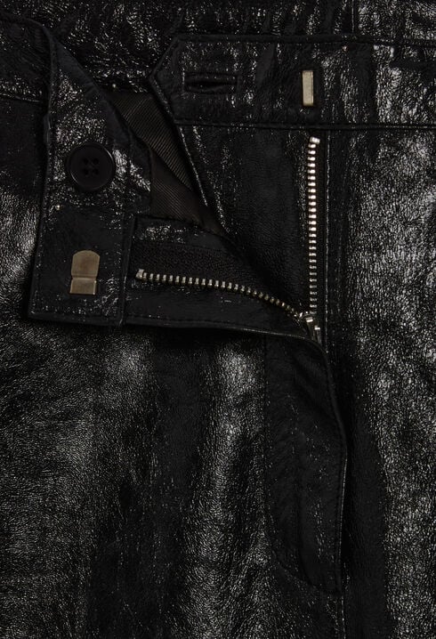 Black leather Bermuda shorts