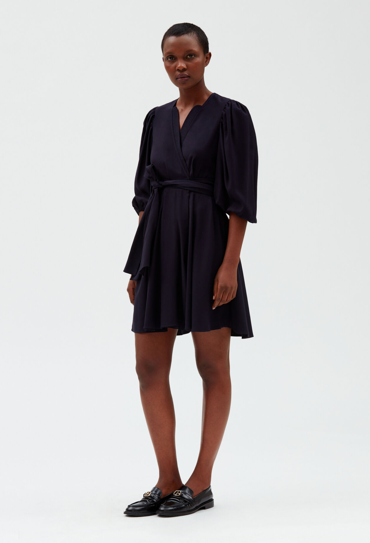 Navy wrap dress