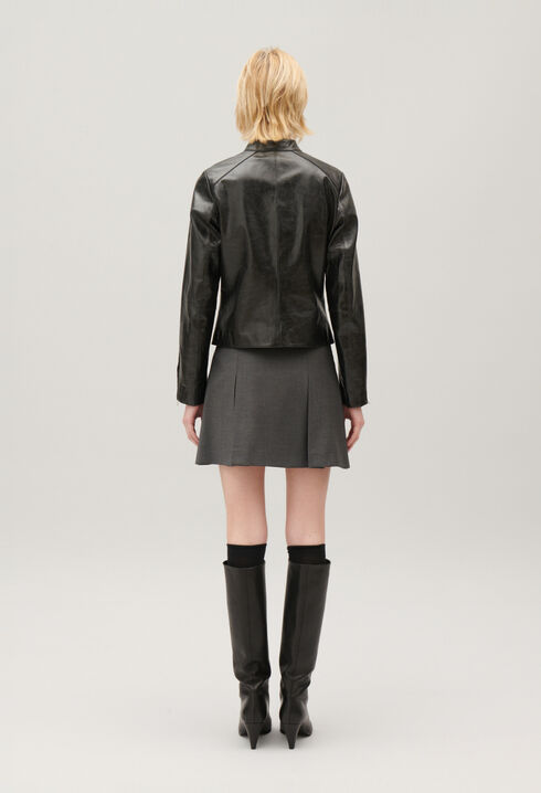 Black leather biker jacket