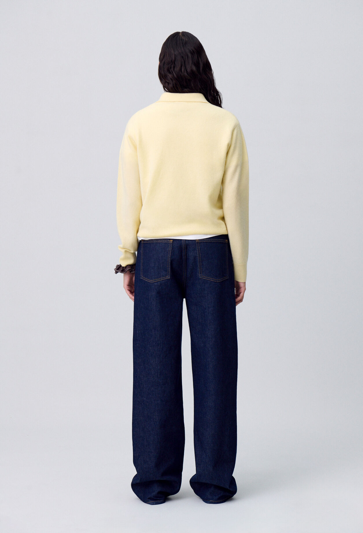 Raw denim straight-cut jeans