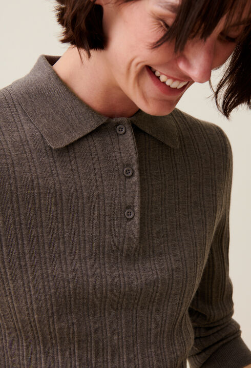 Ribbed Polo Sweater
