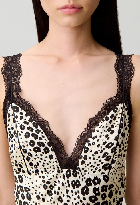 Satin animal print dress