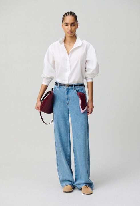 Cotton shirt with frill collar