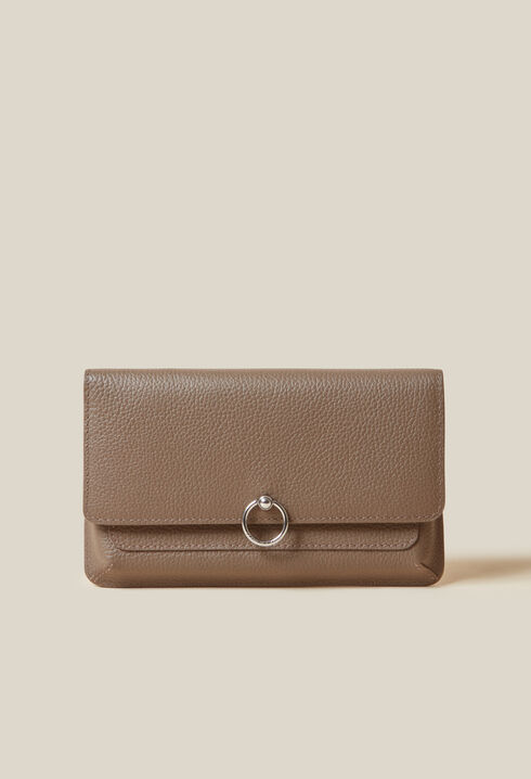 Large grained leather clutch