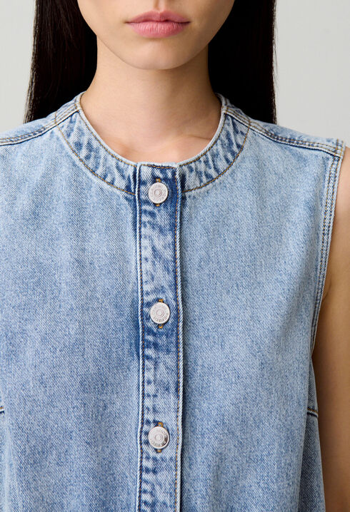 Washed flared denim dress