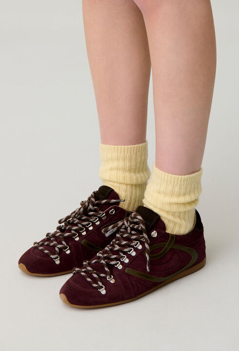 Burgundy suede swing trainers