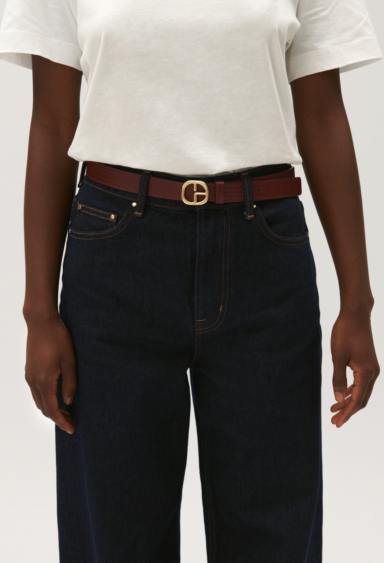 Burgundy leather belt