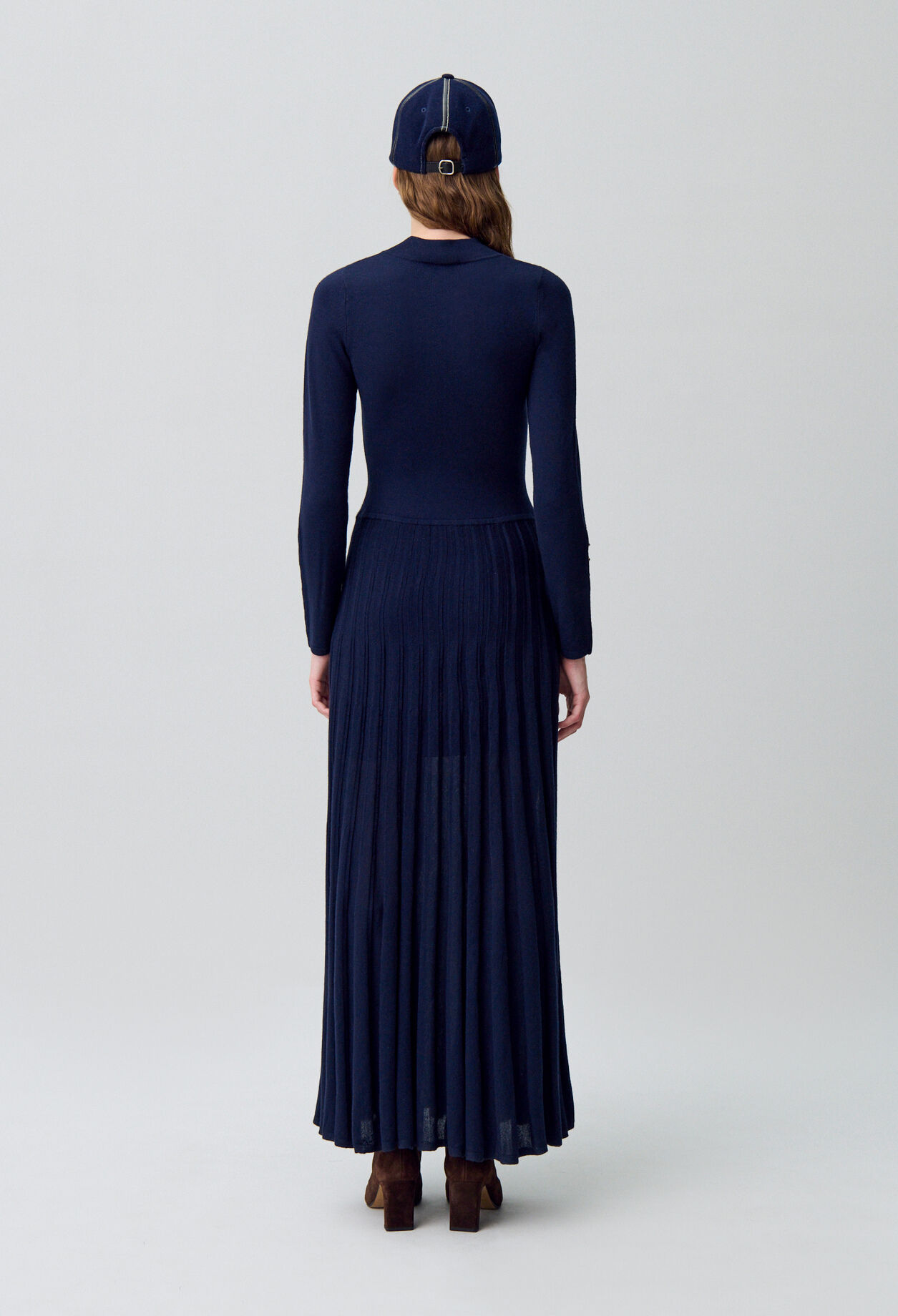 Long collared knit dress