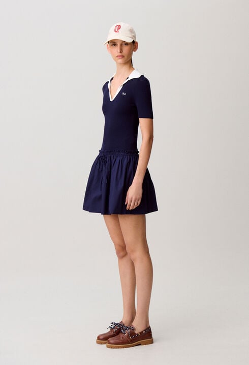 Bi-material knit dress