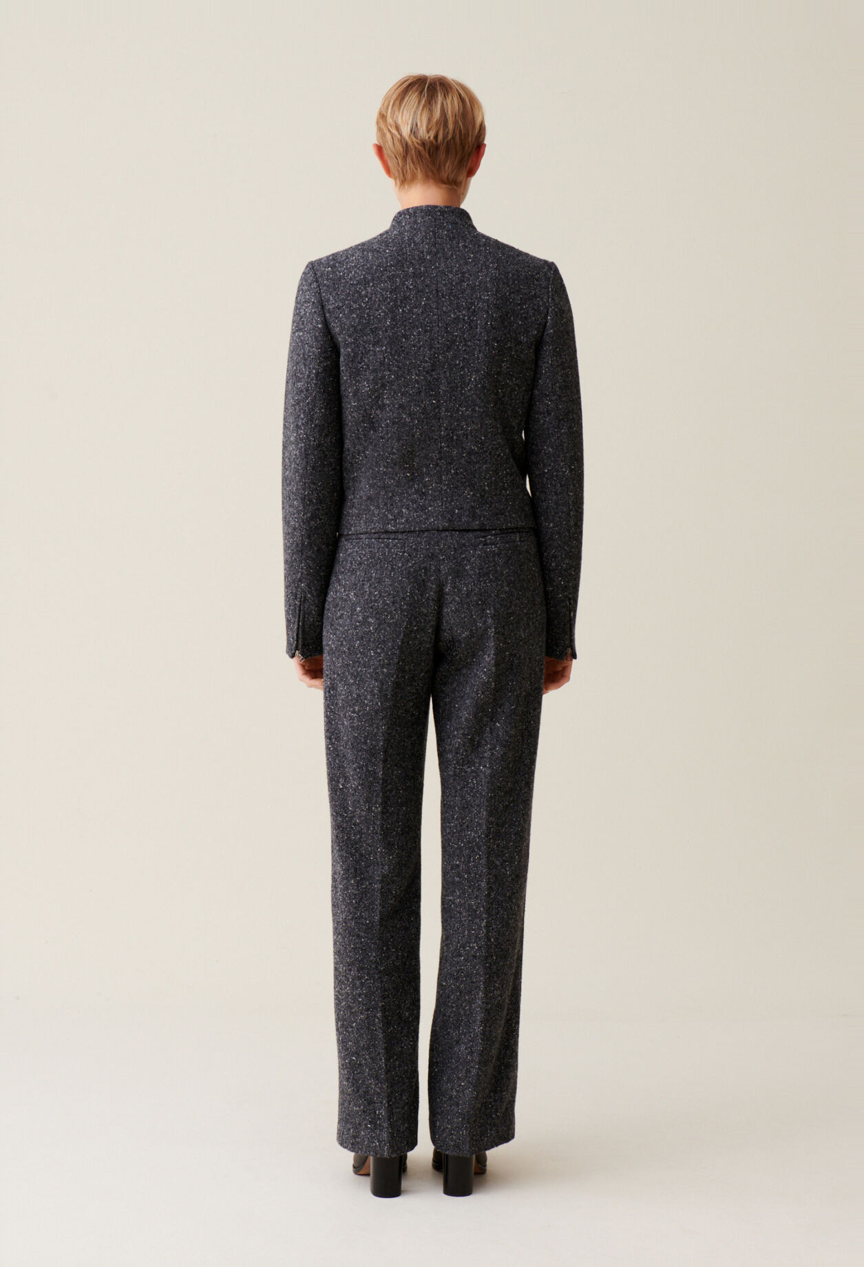 Grey short mixed wool jacket
