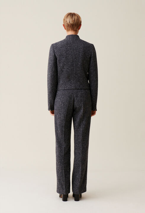 Grey short mixed wool jacket