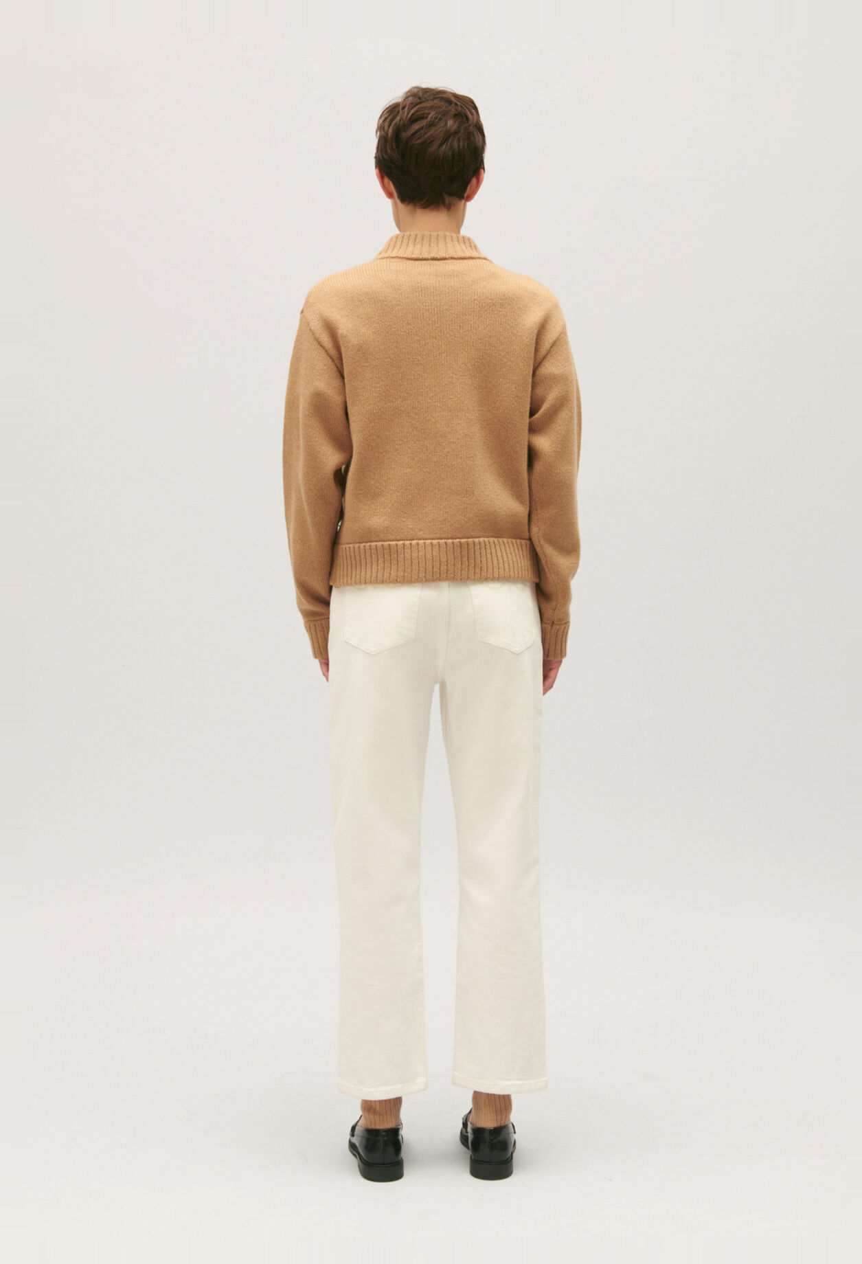 Cropped thick knit cardigan