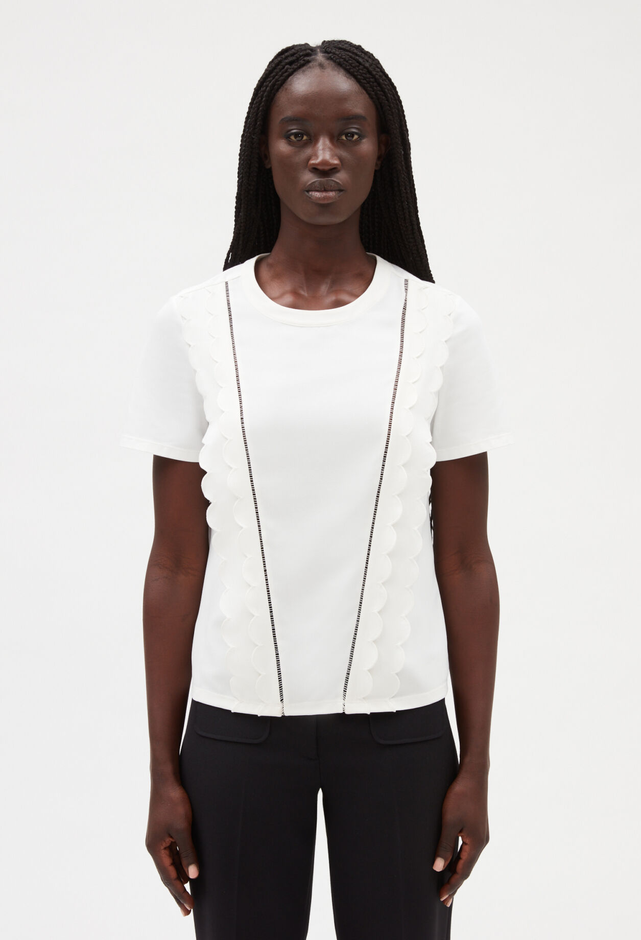 White scalloped T-shirt