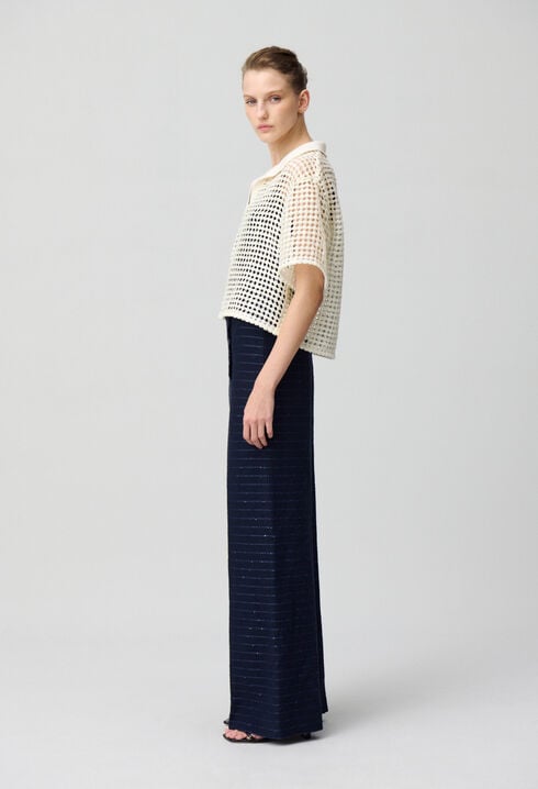 Striped straight cut trousers