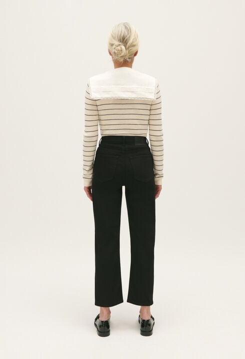 Black straight-leg jeans