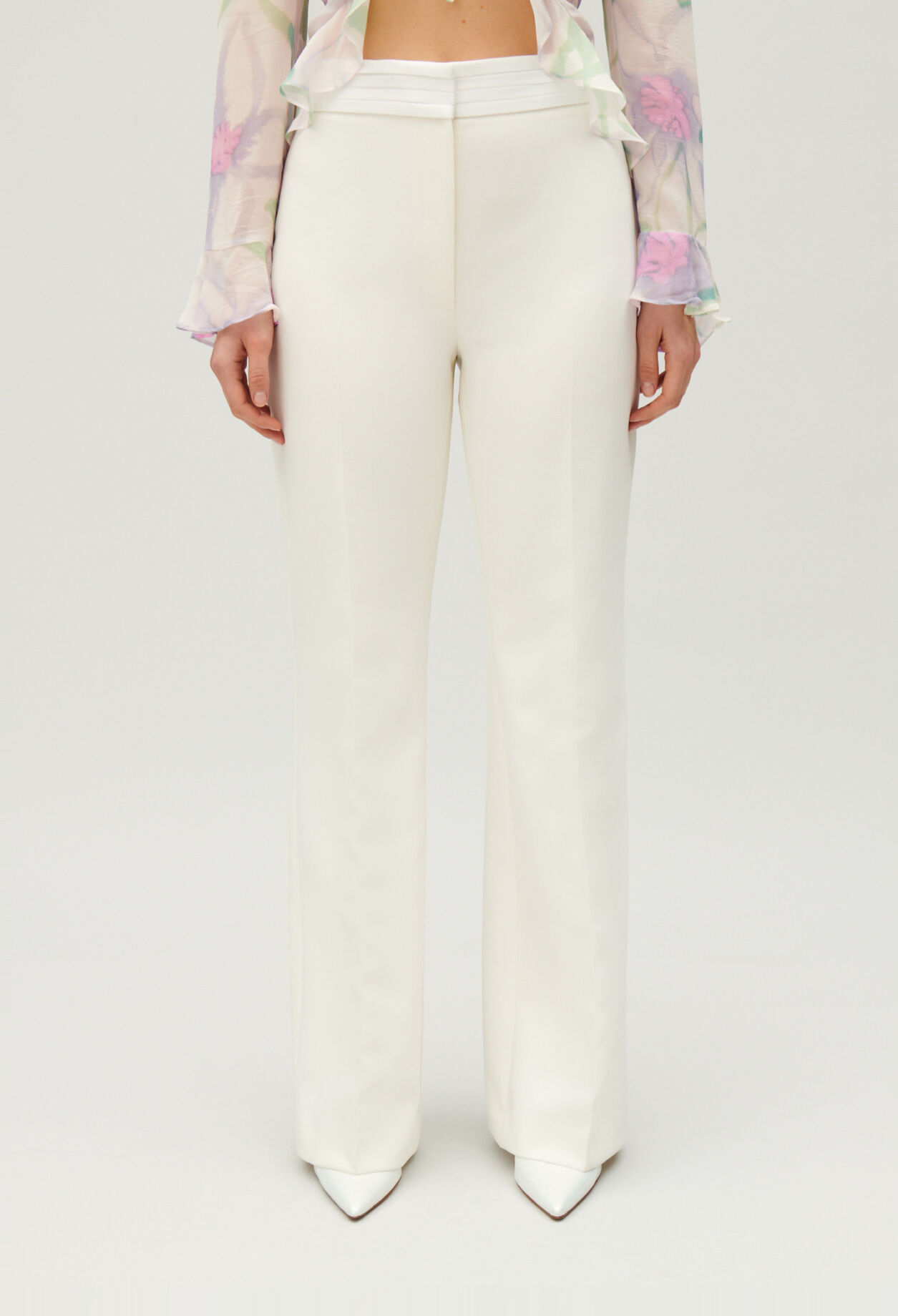 White straight tailored trousers