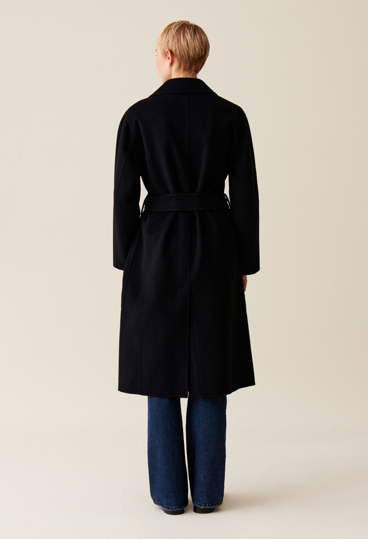 Black belted long coat