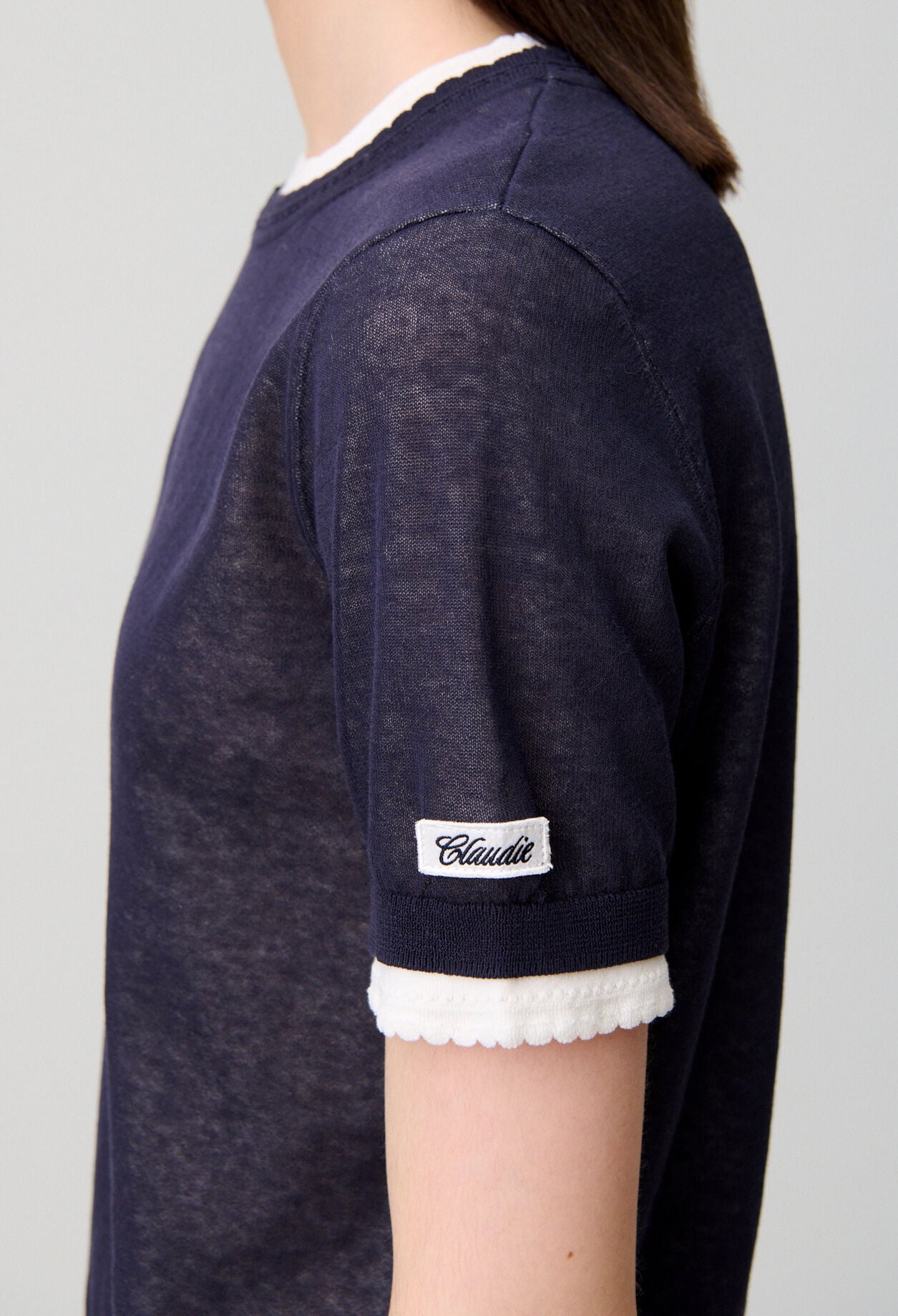 Contrast knit jumper